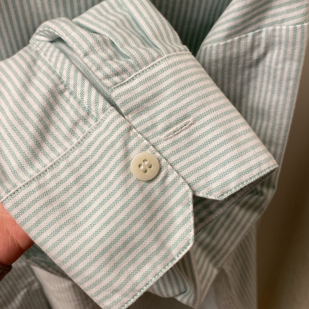 Djerf Avenue Breezy Shirt Green Stripe Button Down Size Small - Picture 9 of 14
